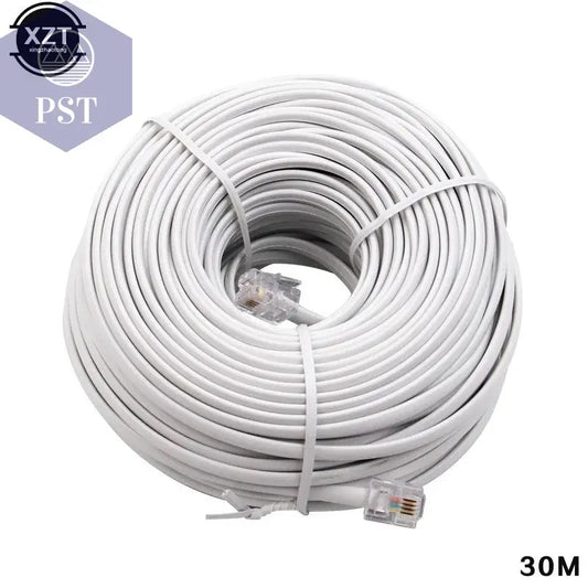30M/15M/12M/9M/6M/3M RJ11 6P4C Telephone Extension Cable Connector HOT SALE PST PS Tradings