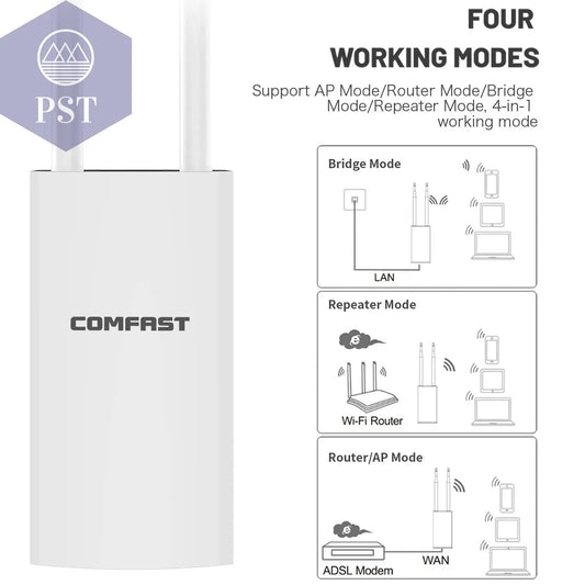 Comfast 300Mbps-1200Mbps Wireless Wifi Repeater Outdoor 2.4&5.8Ghz High Power Waterproof Street Extender Wifi Router Antenna AP PST PS Tradings PST PS Tradings PST PS Tradings