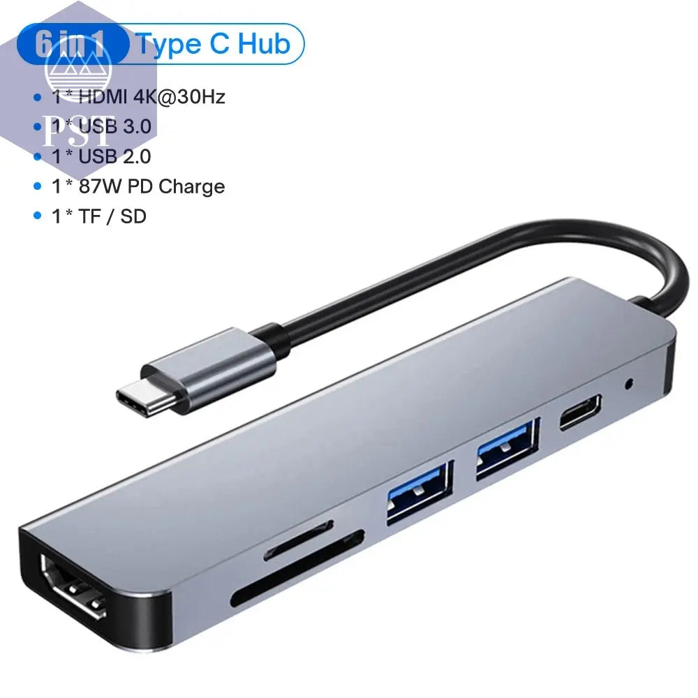 USB C Hub 8in1 mit 4K HDMI & 100W PD PST PS Tradings PST PS Tradings 6-In-1-CHINA PST PS Tradings