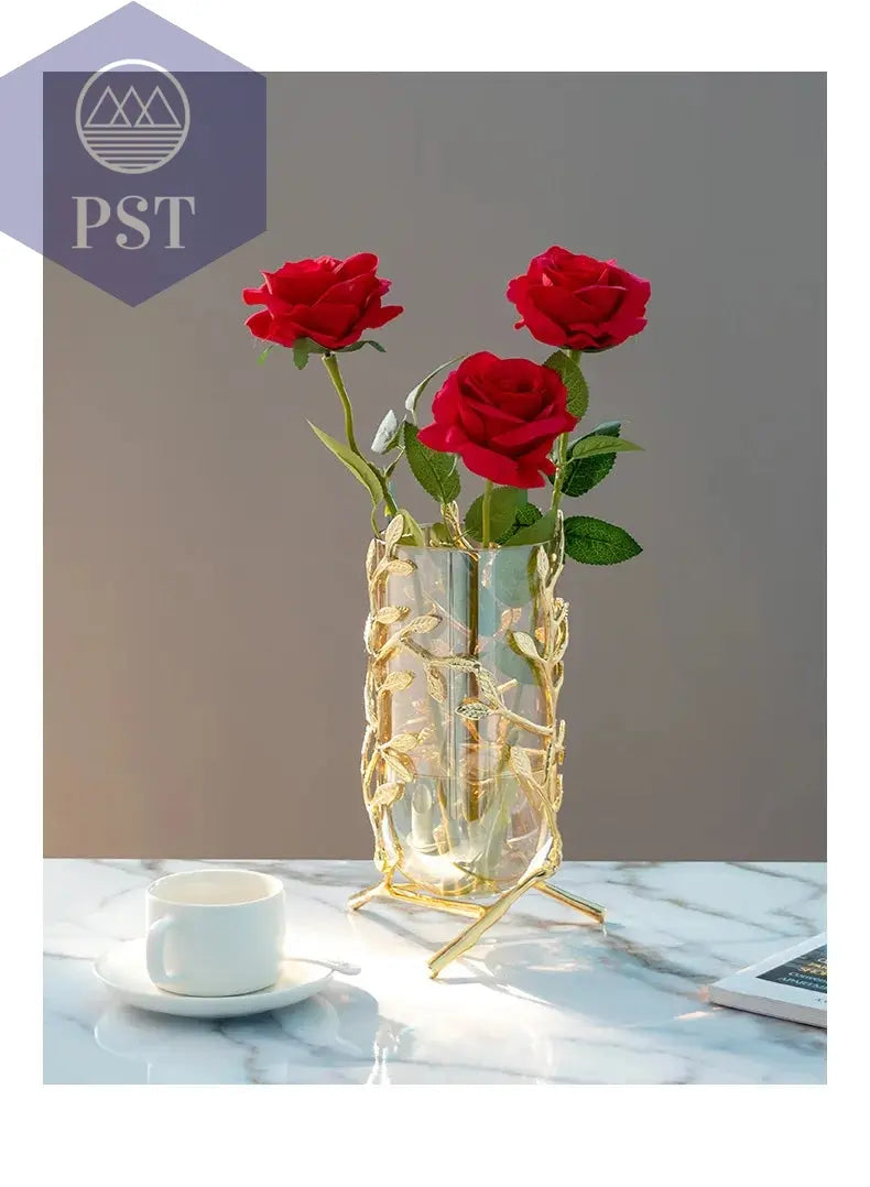 Vase golden Glas Metall Dekor PST PS Tradings Deko Deko