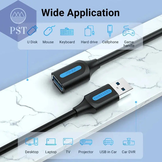 Vention USB 3.0 Extension Cable Male to Female Extender Cable Fast Speed USB 3.0 Cable Extended for laptop PC USB 2.0 Extension PST PS Tradings