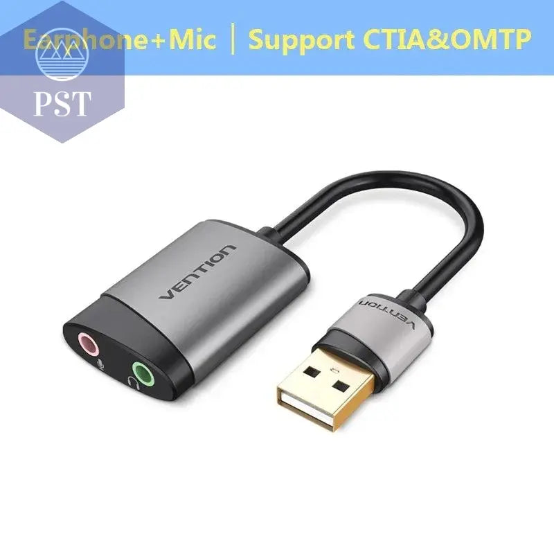 Vention USB External Sound Card USB to 3.5mm Audio Adapter USB to Earphone Microphone for Macbook Computer Laptop PS4 Sound Card PST PS Tradings