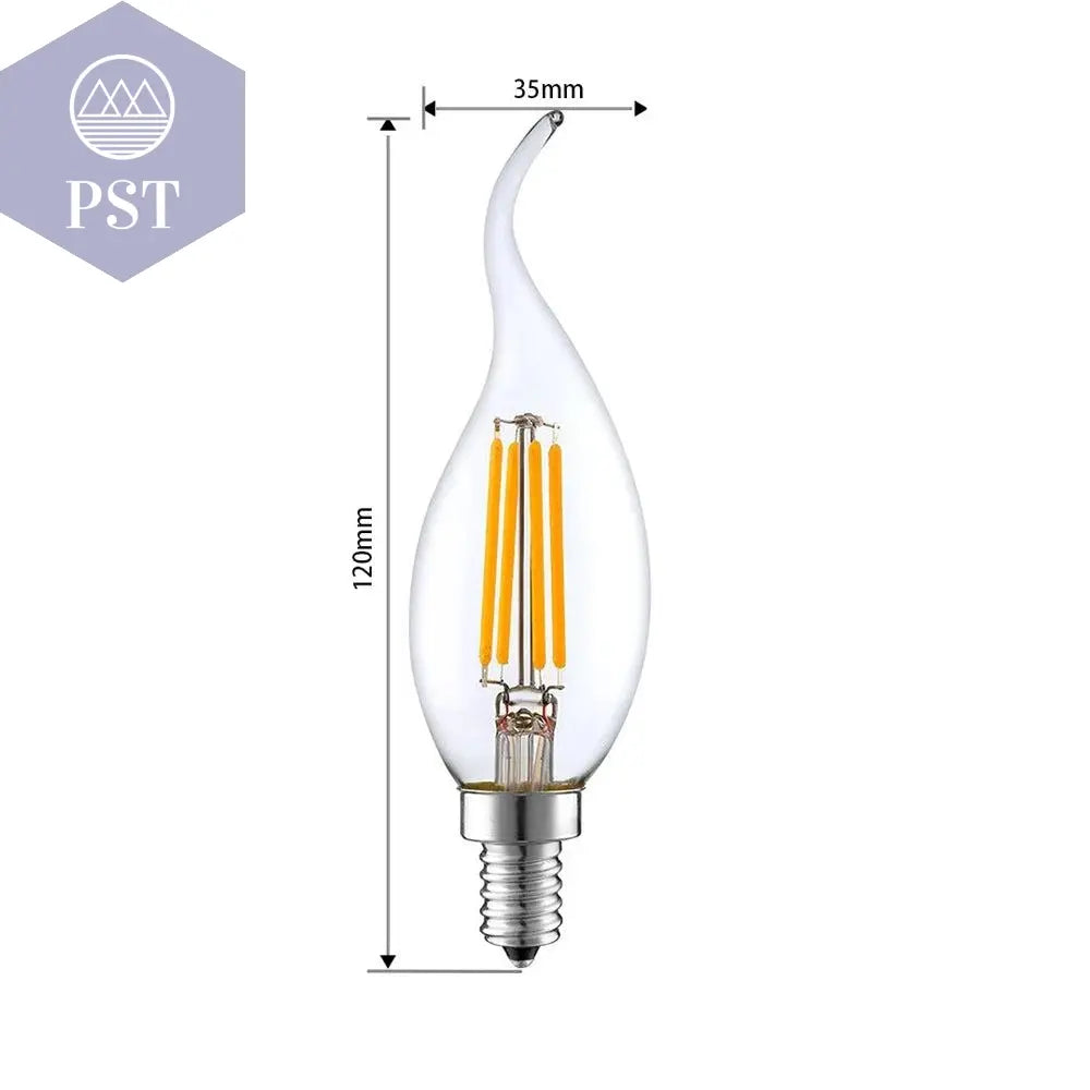 10pcs LED Bulb E14 4W/6W Dimmable Edison Retro Filament Candle Light AC220V C35 Warm/Cold White 360 Degree Energy Saving Lamp       PST PS Tradings
