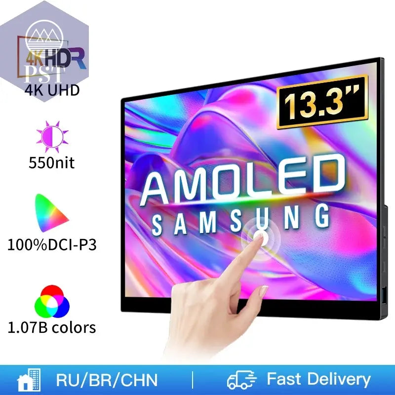 13,3 Zoll 4K OLED Tragbarer Monitor Touchscreen PST PS Tradings  PST PS Tradings  PST PS Tradings 13,3 Zoll 4K OLED Tragbarer Monitor Touchscreen