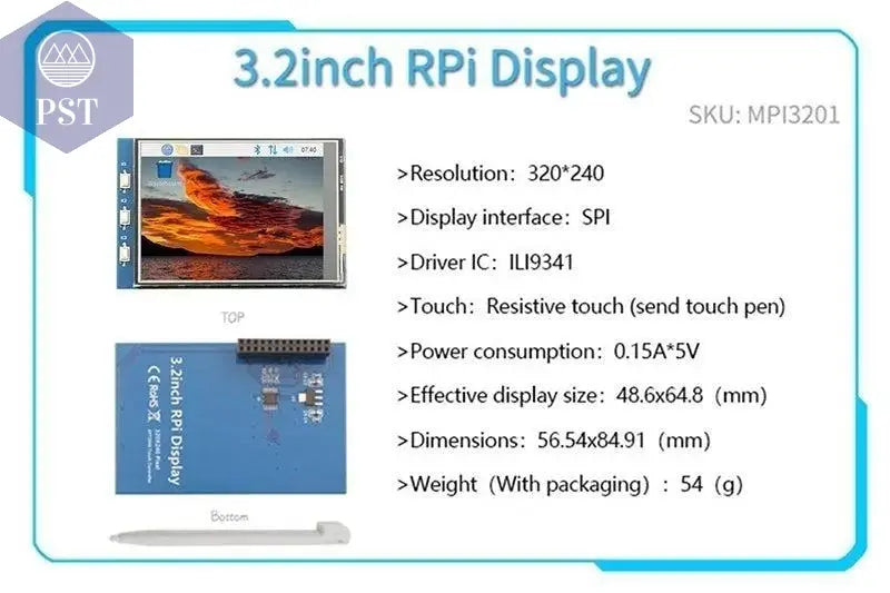  2.4/2.8/3.2/3.5/5/7/10.1 inch touch LCD Display Module Support for Raspberry Pi 3B+ 4 B       PST PS Tradings