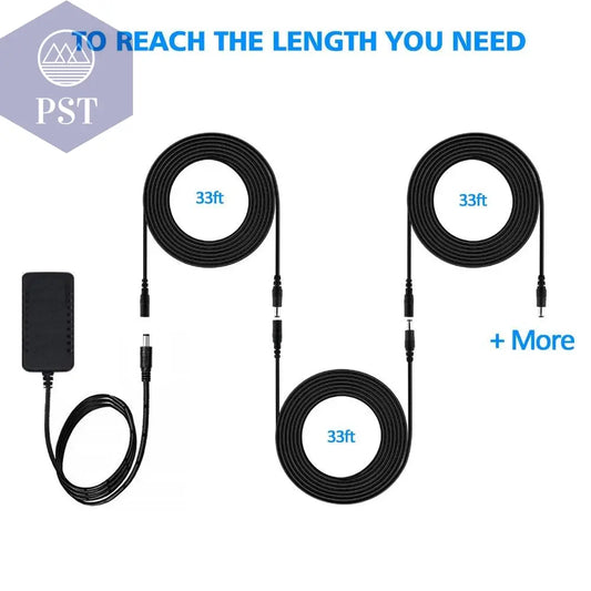 2M 6.56FT/ 5M 16.5FT / 10M 33FT DC Extension 5.5x2.1mm Power Cord Cable Extender For CCTV Security Camera 12 Volt Extension Cord - PST PS Tradings
