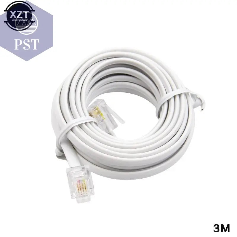 30M/15M/12M/9M/6M/3M RJ11 6P4C Telephone Extension Cable Connector HOT SALE       PST PS Tradings