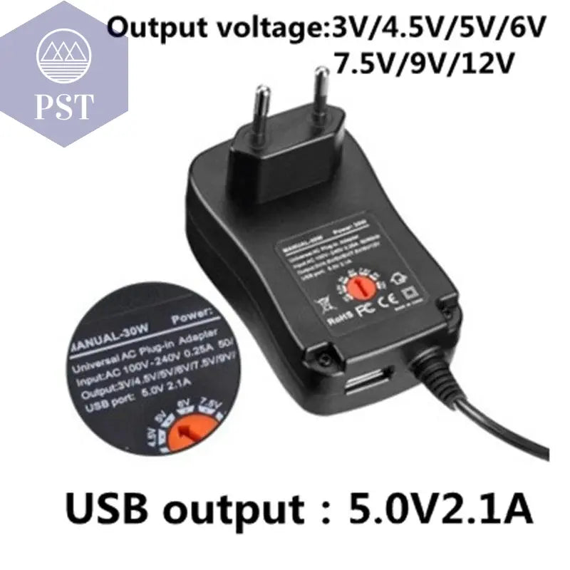 3V 4.5V 5V 6V 7.5V 9V 12V 2A 2.5A AC/DC Adapter Adjustable Power Supply Universal Adaptor Charger for LED Light Bulb Strip CCTV - PST PS Tradings
