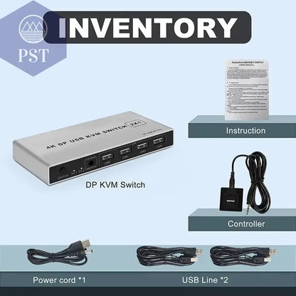 8K Dual-Port-Dp USB KVM 2X1 Displayport Kvm-Switch 2 in 1 Out 4K 60Hz 2-Port DP 1,4 USB Kvm-Switch Unterstützung Maus Keyboad-Drucker