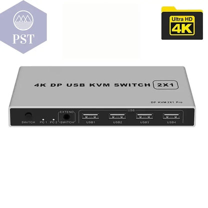 8K Dual-Port-Dp USB KVM 2X1 Displayport Kvm-Switch 2 in 1 Out 4K 60Hz 2-Port DP 1,4 USB Kvm-Switch Unterstützung Maus Keyboad-Drucker