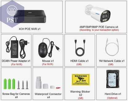 8MP Security Camera System 4K POE NVR Video Surveillance Kit  5MP 4MP Audio Ai Face Detect Color Night Vision IP CCTV Camera Set - Property & Safety Tradings