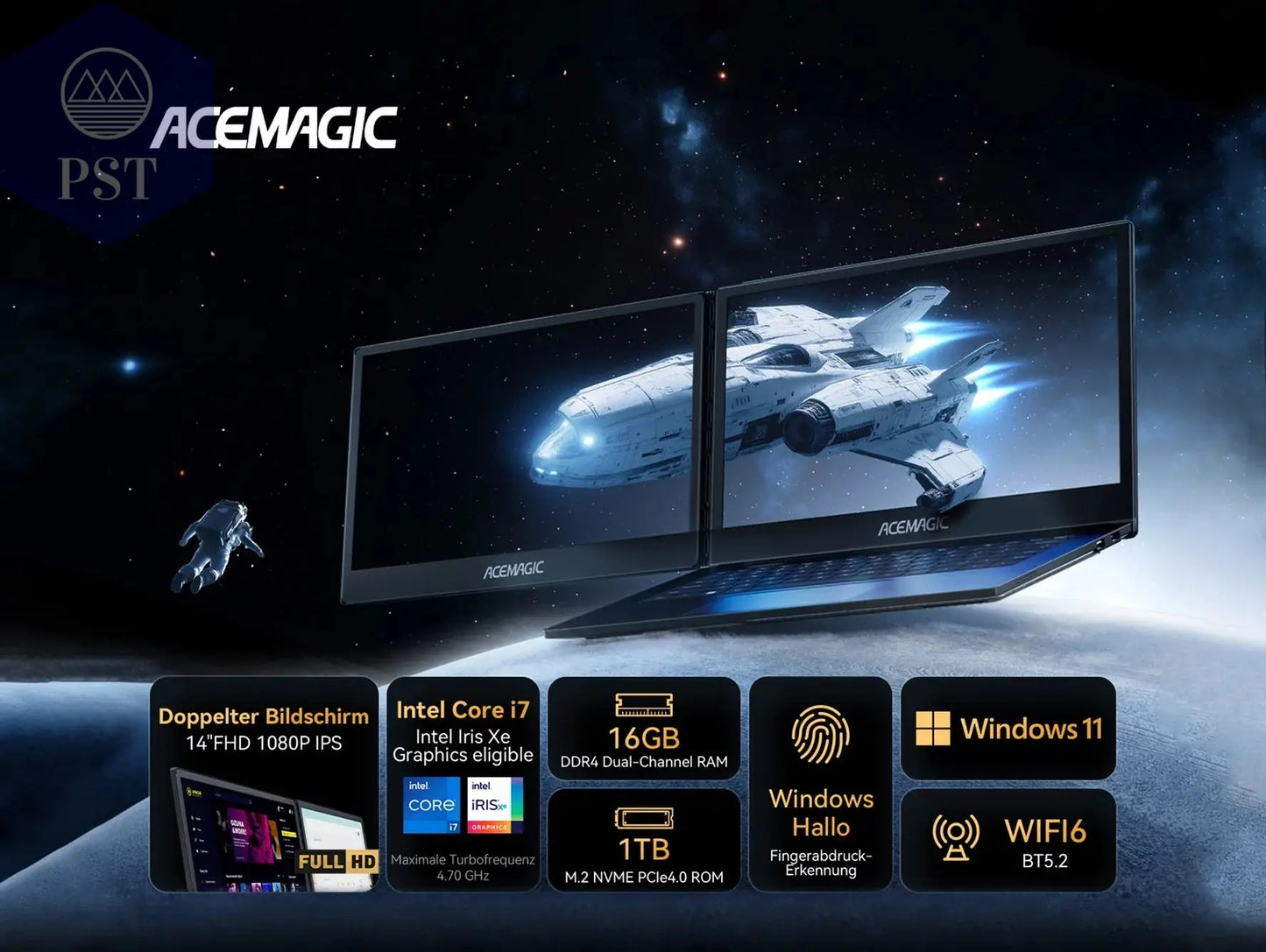 ACEMAGIC X1 Dual Screen Laptop i7 16GB PST PS Tradings Laptop Laptop ACEMAGIC X1 Dual Screen Laptop i7 16GB
