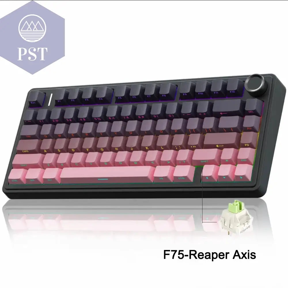 AULA F75 Gaming Tastatur - RGB, kabellos & kabelgebunden PST PS Tradings  Blush Pink / Gray Switch AULA F75 Gaming Tastatur - RGB, kabellos & kabelgebunden
