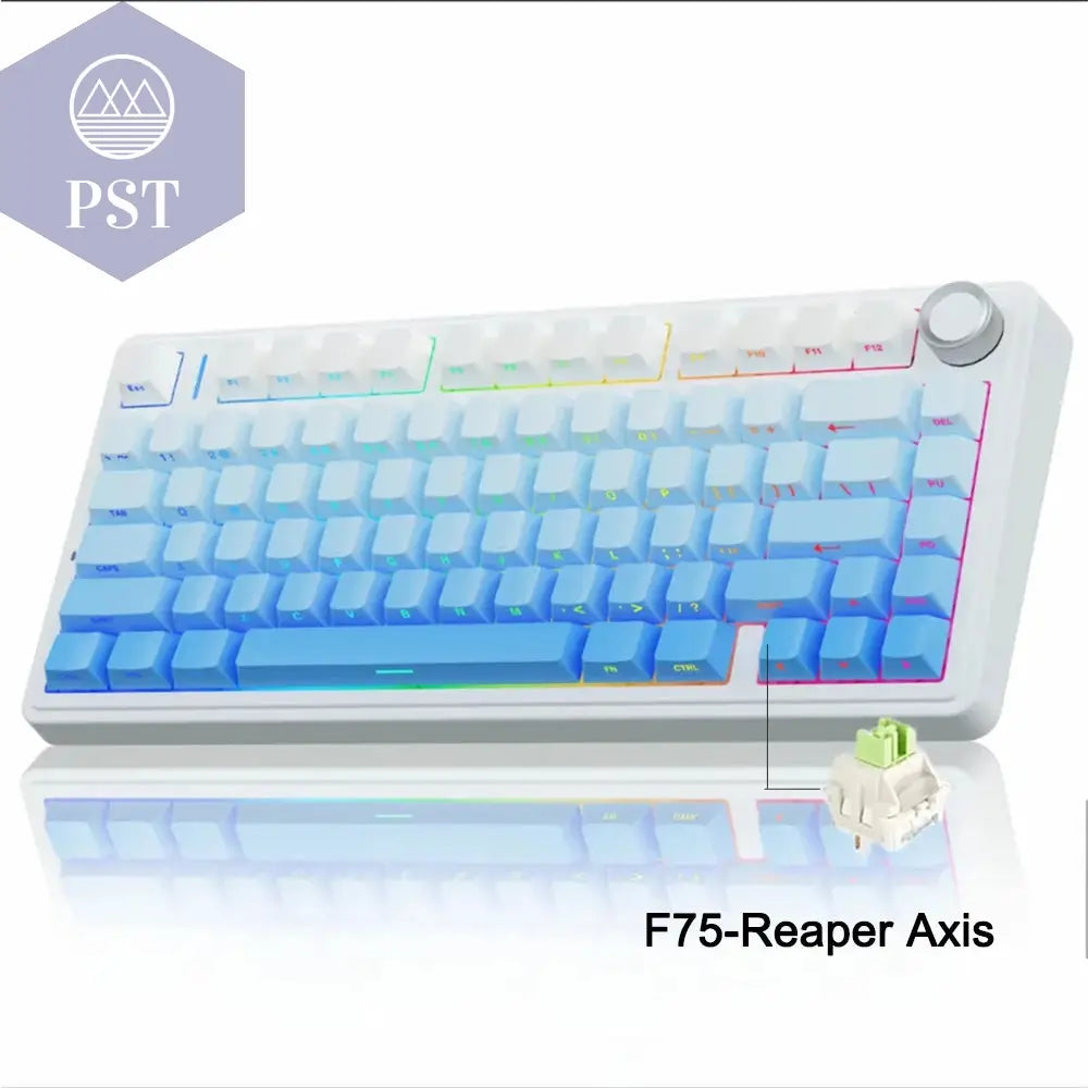 AULA F75 Gaming Tastatur - RGB, kabellos & kabelgebunden PST PS Tradings  Cloud Blue / Gray Switch AULA F75 Gaming Tastatur - RGB, kabellos & kabelgebunden
