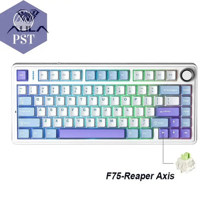 AULA F75 Gaming Tastatur - RGB, kabellos & kabelgebunden PST PS Tradings  Purple and White / Gray Switch AULA F75 Gaming Tastatur - RGB, kabellos & kabelgebunden