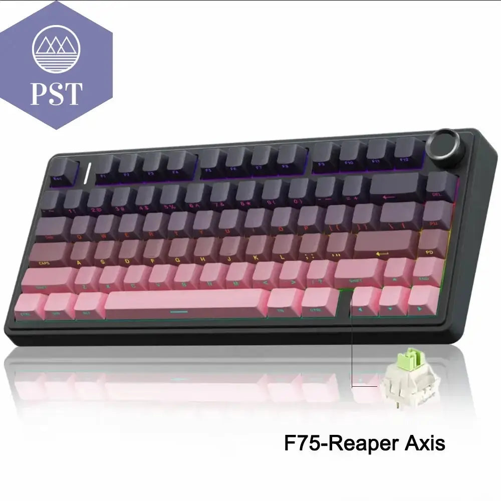 AULA F75 Gaming Tastatur - RGB, kabellos & kabelgebunden PST PS Tradings  Blush Pink / Gray Switch AULA F75 Gaming Tastatur - RGB, kabellos & kabelgebunden