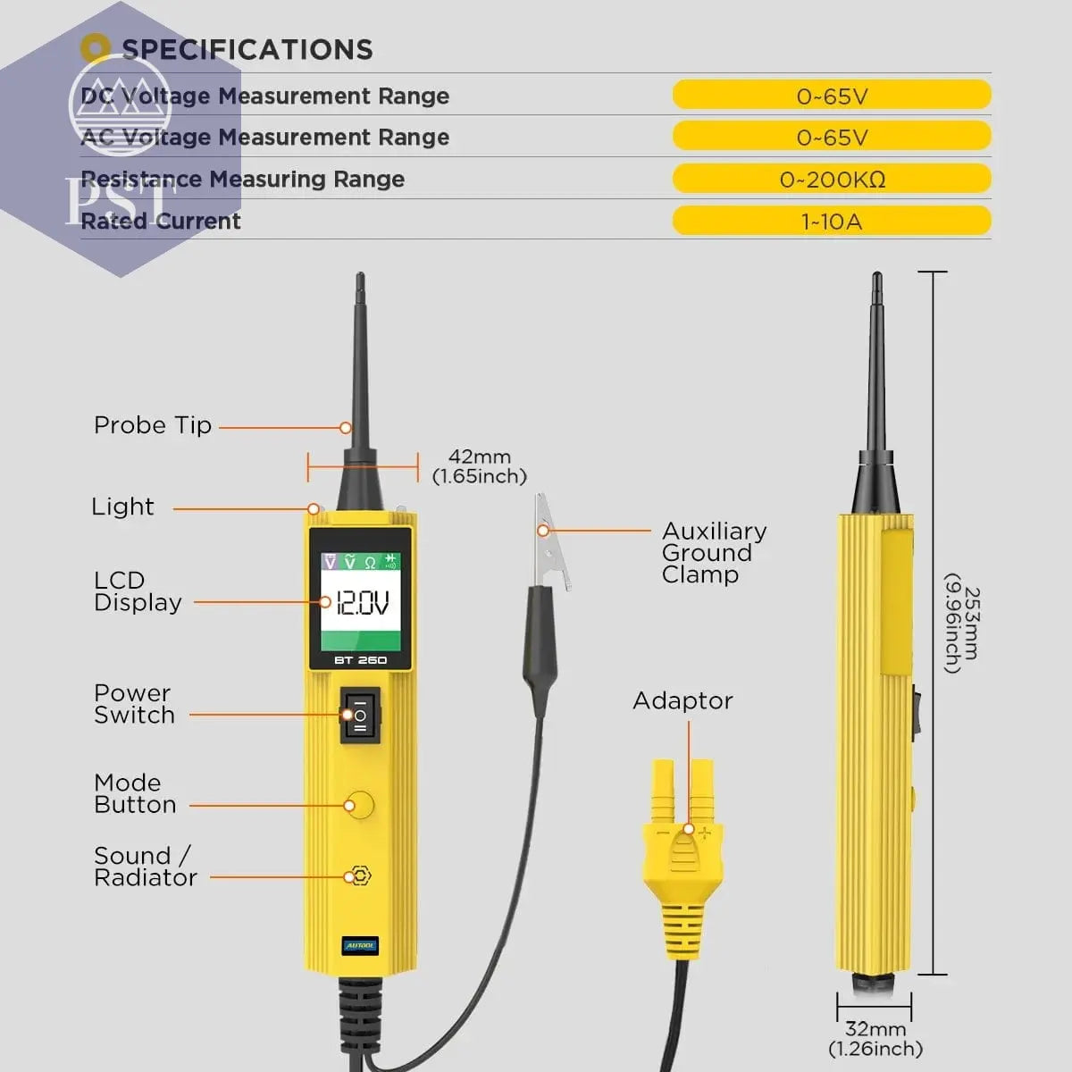 AUTOOL BT260 Car Electrical Circuit Tester Power Probe Automotive Scanner Auto LED Display Voltage Digital Diagnostic Tool pb100 - PST PS Tradings