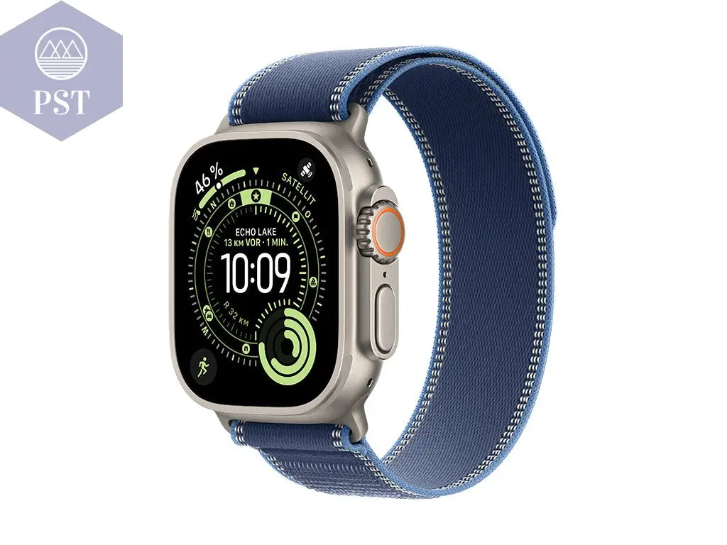 Apple Watch Ultra 3 Titanium Cellular PST PS Tradings Smartwatch M / Natur / Trail Loop blau/hellblauSmartwatch Apple Watch Ultra 3 Titanium Cellular