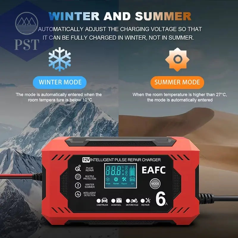 Autobatterie-Ladegerät 6A 12V Auto Und Motorrad Batterie Ladegerät Blei-Säure-Batterie Smart Reparatur Lcd-Display PST PS Tradings  PST PS Tradings  PST PS Tradings Autobatterie-Ladegerät 6A 12V Auto Und Motorrad Batterie Ladegerät Blei-Säure-Batterie Smart Reparatur Lcd-Display