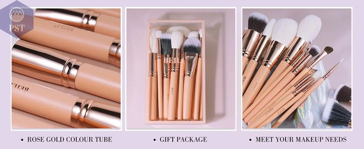 BEILI Pink Makeup Brushes High Quality Powder Foundation Blush Eyeshadow Make Up Brush Set  Natural Hair косметика - PST PS Tradings