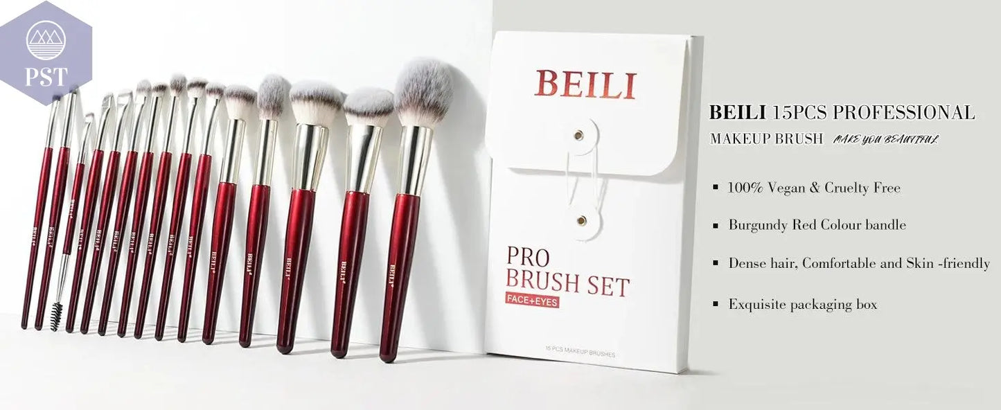 BEILI Pink Makeup Brushes High Quality Powder Foundation Blush Eyeshadow Make Up Brush Set  Natural Hair косметика - PST PS Tradings
