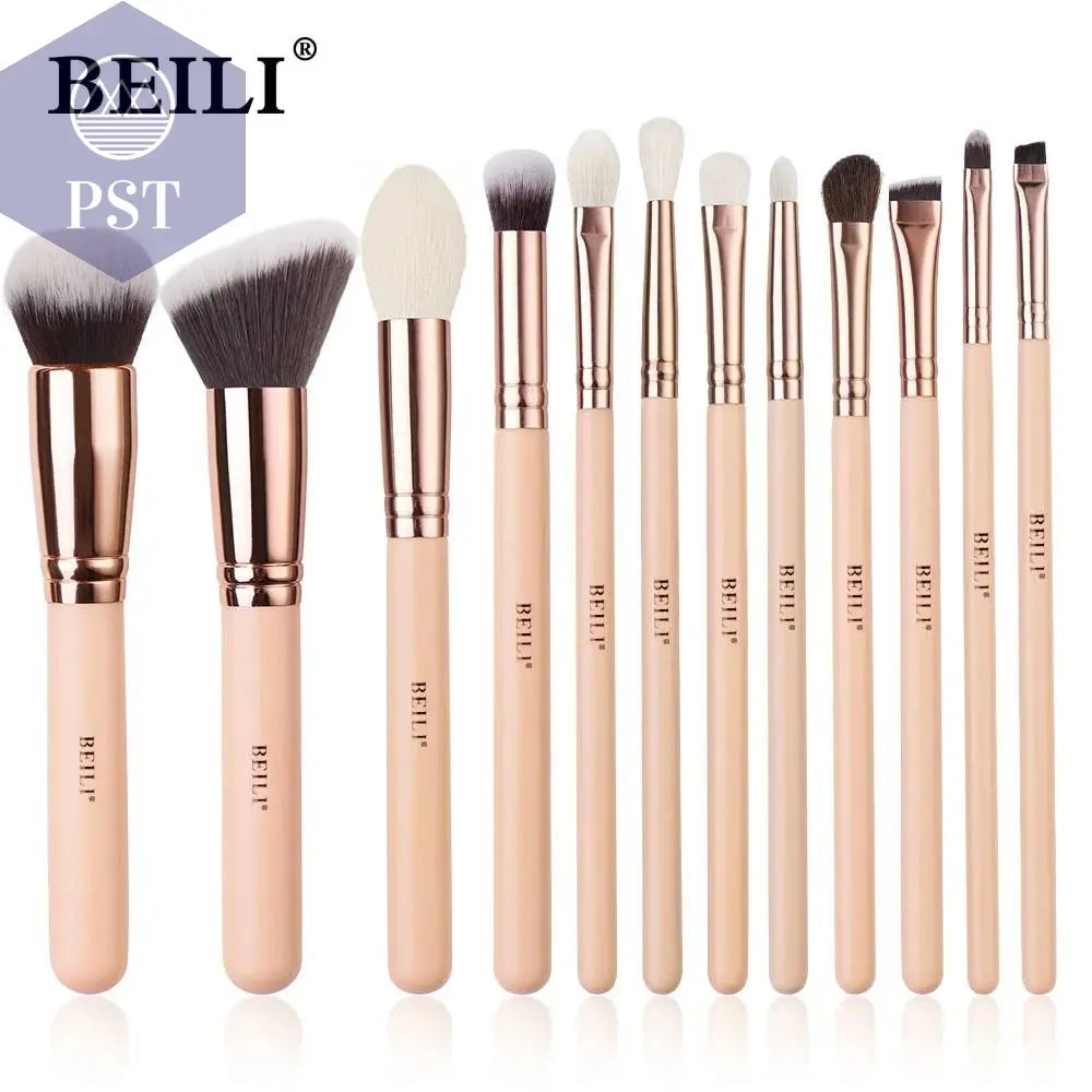 BEILI Pink Makeup Brushes High Quality Powder Foundation Blush Eyeshadow Make Up Brush Set  Natural Hair косметика - PST PS Tradings