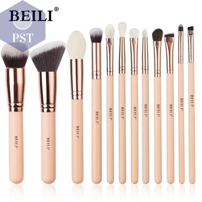 BEILI Pink Makeup Brushes High Quality Powder Foundation Blush Eyeshadow Make Up Brush Set  Natural Hair косметика - PST PS Tradings