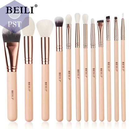 BEILI Pink Makeup Brushes High Quality Powder Foundation Blush Eyeshadow Make Up Brush Set  Natural Hair косметика - PST PS Tradings