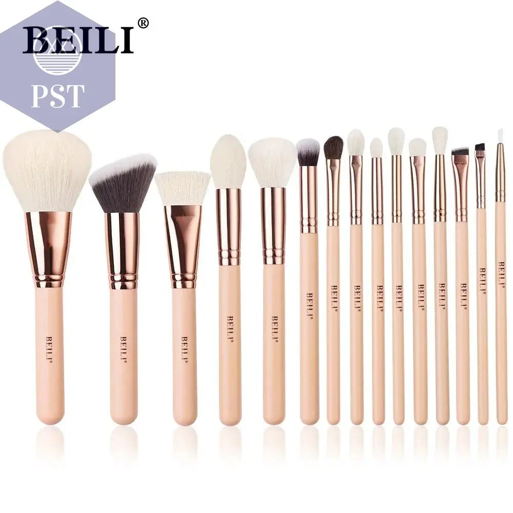 BEILI Pink Makeup Brushes High Quality Powder Foundation Blush Eyeshadow Make Up Brush Set  Natural Hair косметика - PST PS Tradings