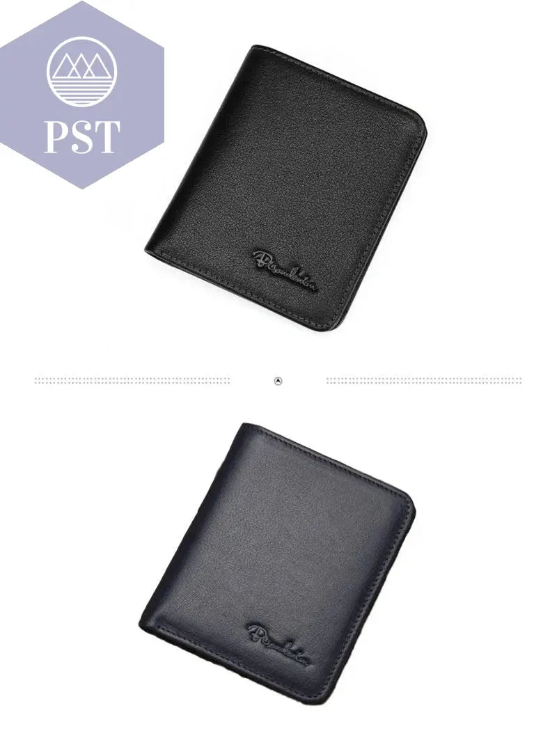 BISON DENIM Men Wallets Black Genuine Leather Purse For Men Business Card Holder Men's Wallet Mini N4429 - PST PS Tradings