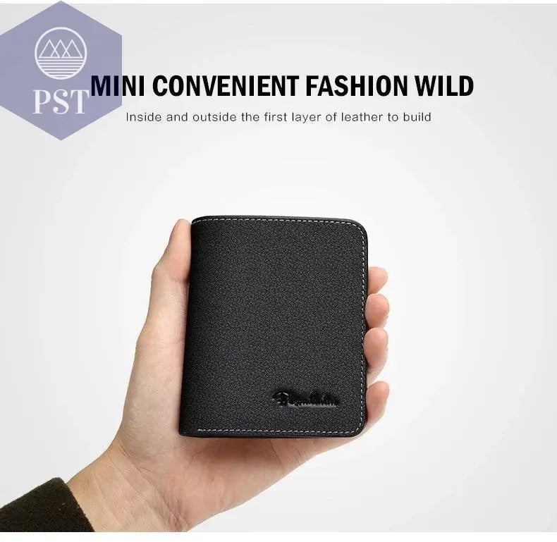 BISON DENIM Men Wallets Black Genuine Leather Purse For Men Business Card Holder Men's Wallet Mini N4429 - PST PS Tradings