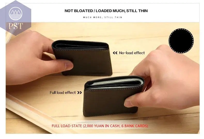 BISON DENIM Men Wallets Black Genuine Leather Purse For Men Business Card Holder Men's Wallet Mini N4429 - PST PS Tradings