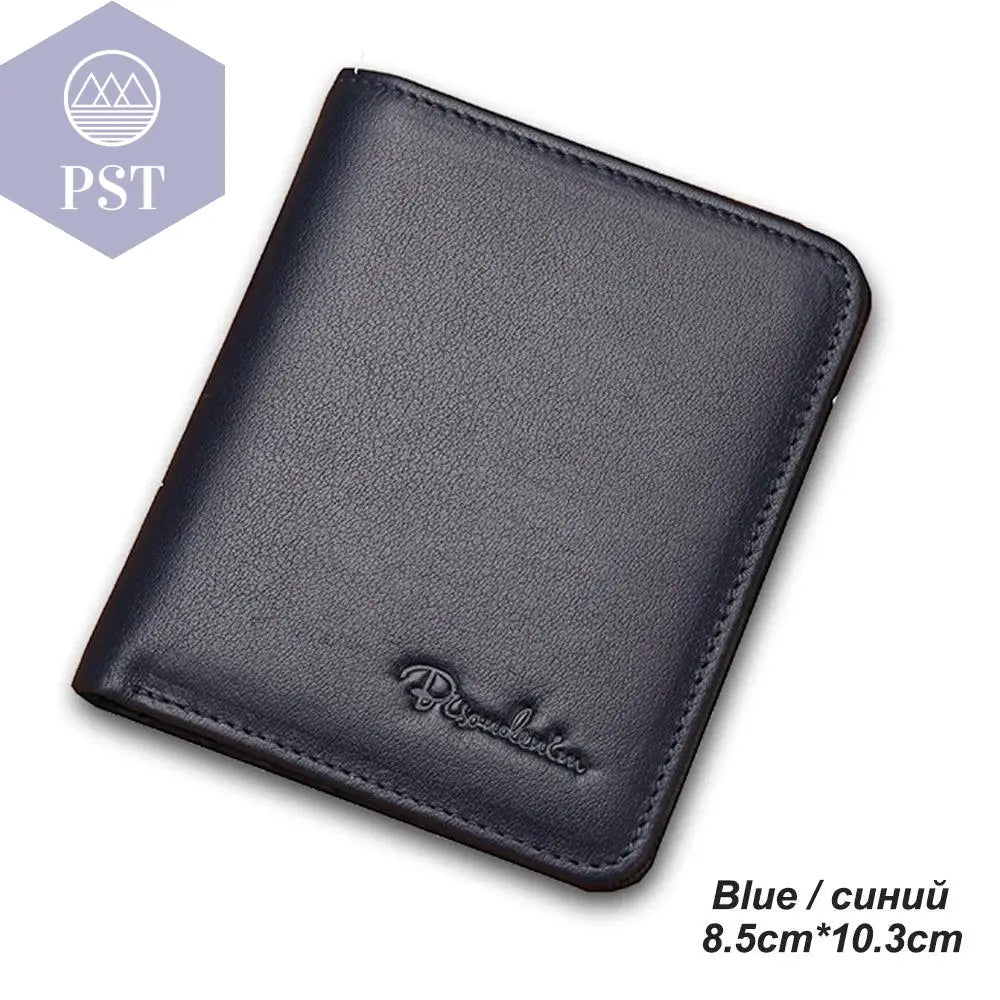 BISON DENIM Men Wallets Black Genuine Leather Purse For Men Business Card Holder Men's Wallet Mini N4429 - PST PS Tradings