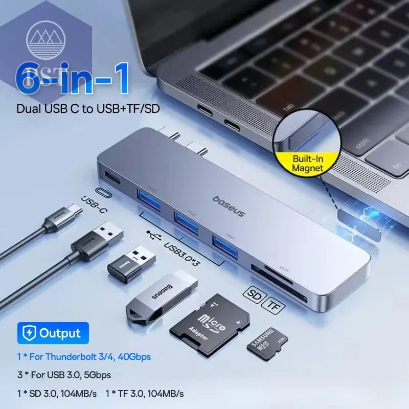 Baseus 6-Port USB-C Hub mit 4K HDMI PST PS Tradings  PST PS Tradings 6-IN-1-USB-with-SDTF-CHINA PST PS Tradings