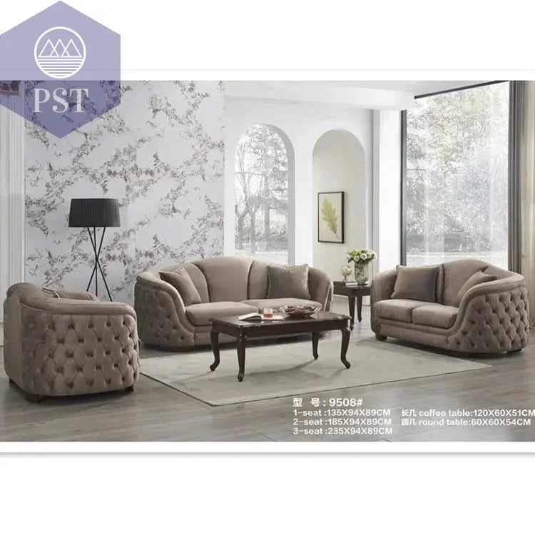 Bequemes Dunkelgraues Samtsofa Wohnzimmerset PST PS Tradings  PST PS Tradings  PST PS Tradings