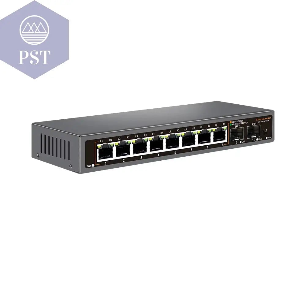 Bullscom 10-Port-Netzwerk-Switch | 8 X 2,5 GB Ethernet + 2 X 10 GB SFP+ | Unmanaged | Plug & Play | Hochgeschwindigkeitskonnektivität
