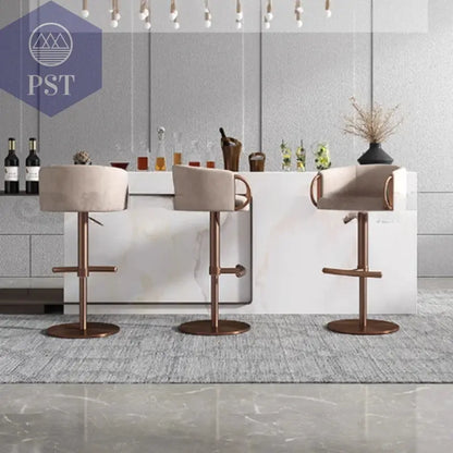 Coffee Shop Steel Bar Chair Luxury Gold Round Leather Modern Nordic Stools Kitchen Swivel Design Sgabello Cucina Alto Furniture       PST PS Tradings