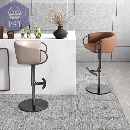 Coffee Shop Steel Bar Chair Luxury Gold Round Leather Modern Nordic Stools Kitchen Swivel Design Sgabello Cucina Alto Furniture       PST PS Tradings