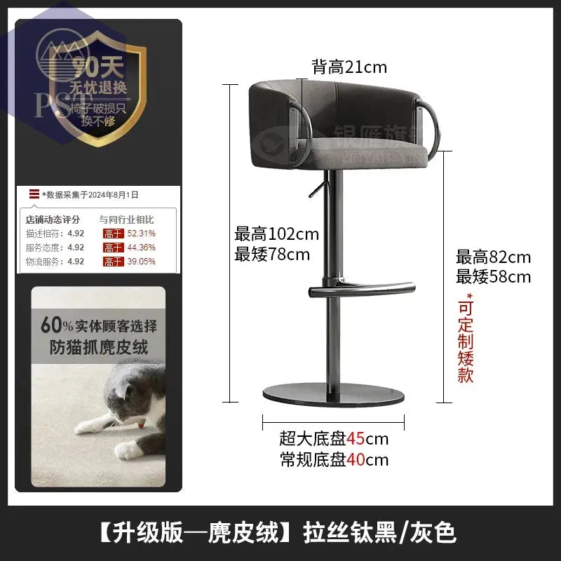 Coffee Shop Steel Bar Chair Luxury Gold Round Leather Modern Nordic Stools Kitchen Swivel Design Sgabello Cucina Alto Furniture       PST PS Tradings