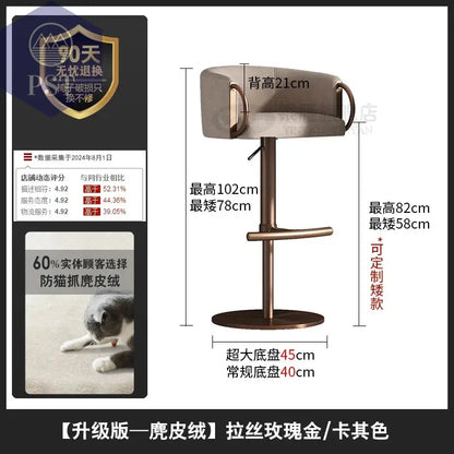 Coffee Shop Steel Bar Chair Luxury Gold Round Leather Modern Nordic Stools Kitchen Swivel Design Sgabello Cucina Alto Furniture       PST PS Tradings