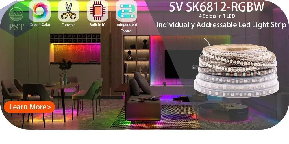 DC5V WS2812B Individually Addressable 5050 RGB Led Strip WS2812 Smart Pixels Led Light Black White PCB Waterproof IP30/65/67       PST PS Tradings