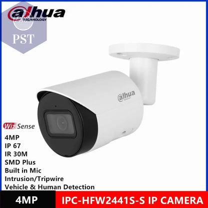Dahua IPC-HFW2431S-S-S2 4MP IR30M & IPC-HFW2441S-S 4MP POE IR30M IP67 built in MIC SMD Plus Bullet WizSense Network ip Camera - Property & Safety Tradings