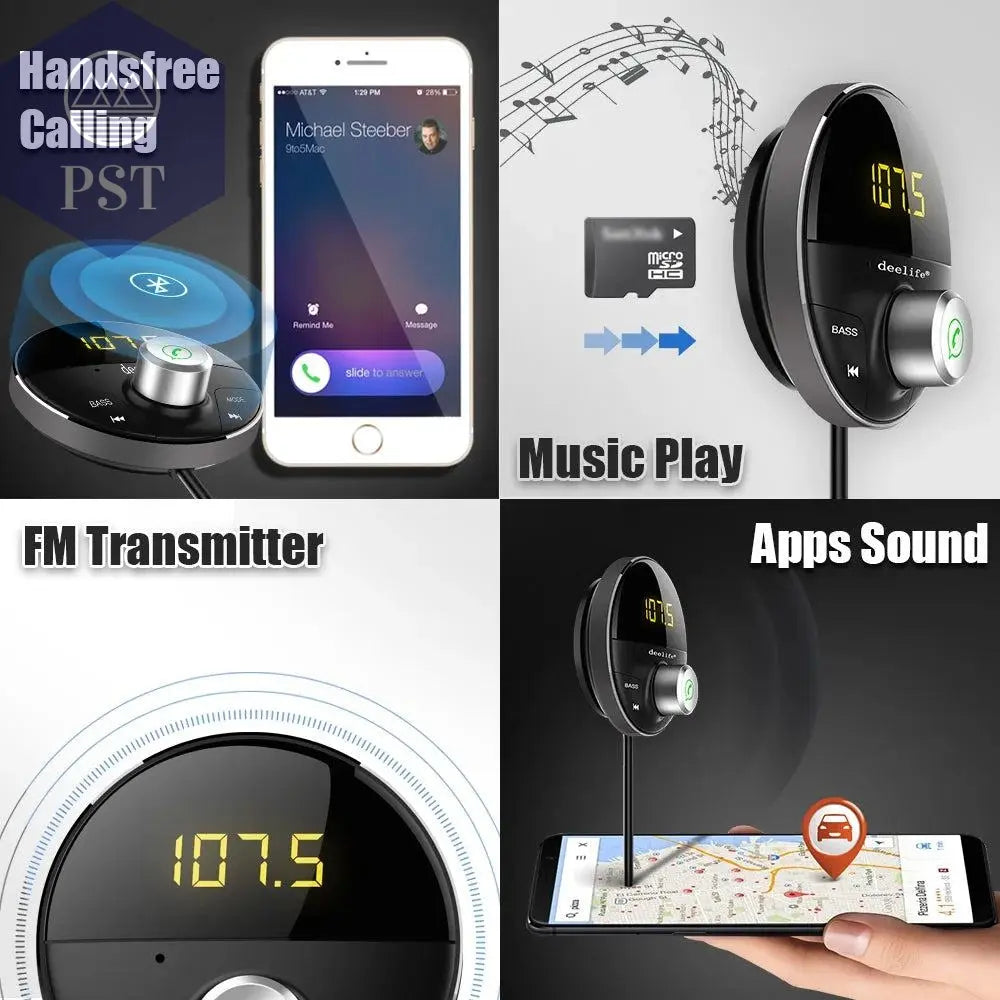 Deelife Bluetooth AUX Adapter in Car Handsfree Kit BT 5.0 Audio Receiver for Auto Phone Hands Free Carkit FM Transmitter - PST PS Tradings
