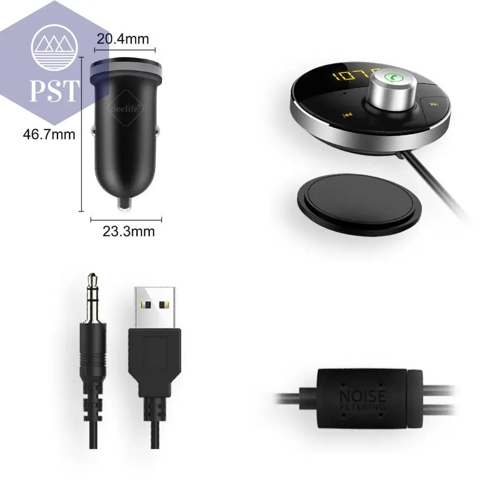 Deelife Bluetooth AUX Adapter in Car Handsfree Kit BT 5.0 Audio Receiver for Auto Phone Hands Free Carkit FM Transmitter - PST PS Tradings