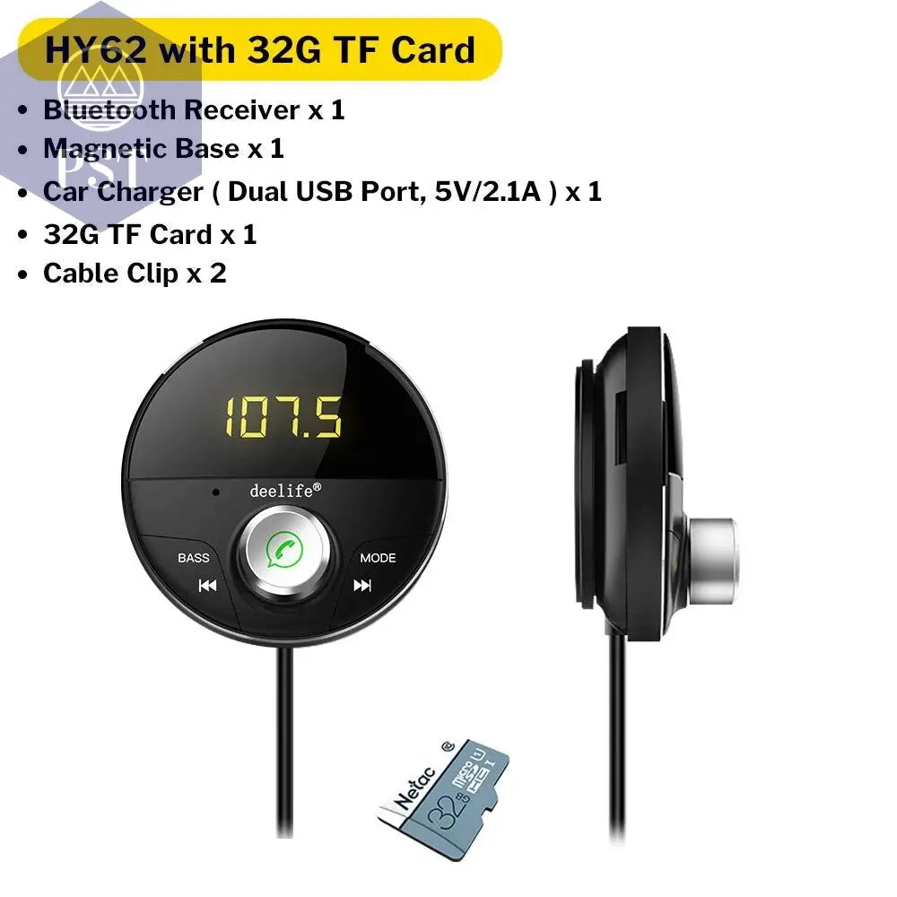 Deelife Bluetooth AUX Adapter in Car Handsfree Kit BT 5.0 Audio Receiver for Auto Phone Hands Free Carkit FM Transmitter - PST PS Tradings