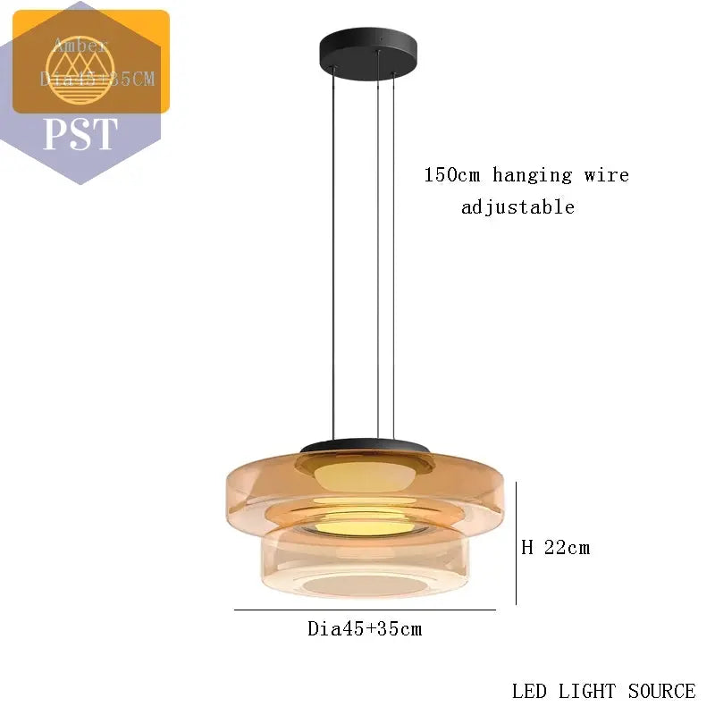 Elegante Glas-Chandelier für modernes Wohnen PST PS Tradings  PST PS Tradings 2-tier-amber-L-natural-light PST PS Tradings