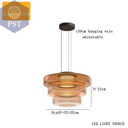 Elegante Glas-Chandelier für modernes Wohnen PST PS Tradings  PST PS Tradings 3-tier-amber-natural-light PST PS Tradings