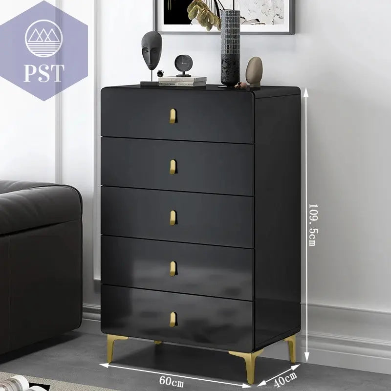 Elegante Minimalist Kommode für Ihr Zuhause PST PS Tradings  PST PS Tradings Black-gold-5drawer PST PS Tradings