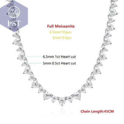 Elegante Moissanit Tennis Halskette aus Silber PST PS Tradings  PST PS Tradings 45CM-CHINA-Full-Moissanite PST PS Tradings Elegante Moissanit Tennis Halskette aus Silber