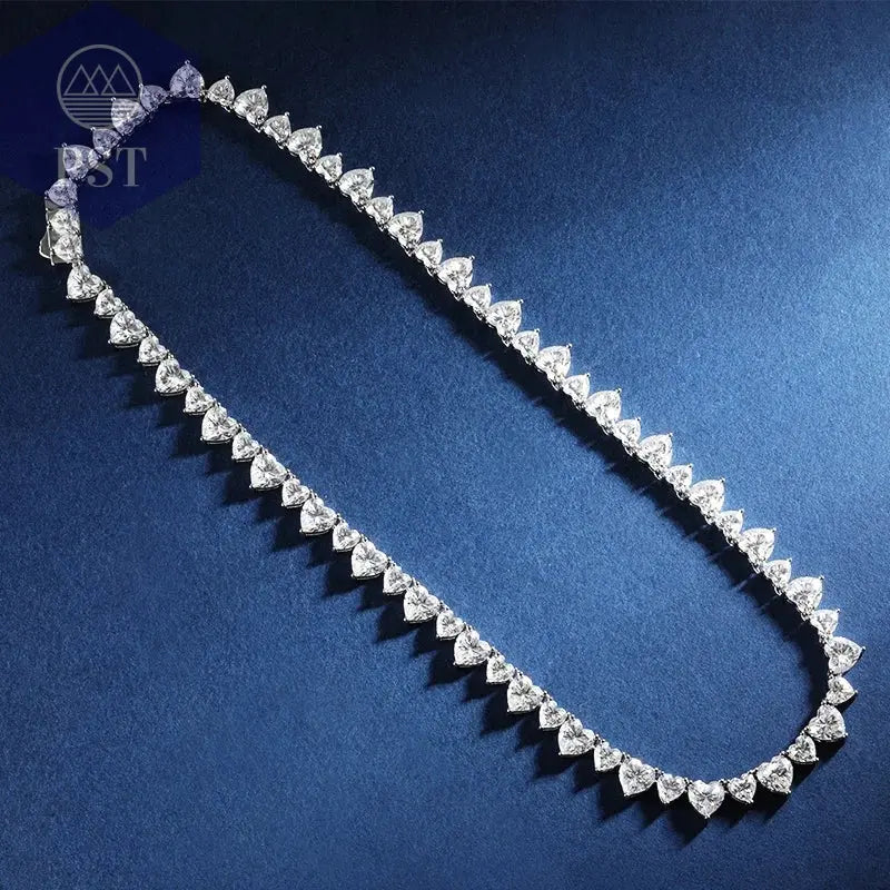 Elegante Moissanit Tennis Halskette aus Silber PST PS Tradings  PST PS Tradings  PST PS Tradings Elegante Moissanit Tennis Halskette aus Silber